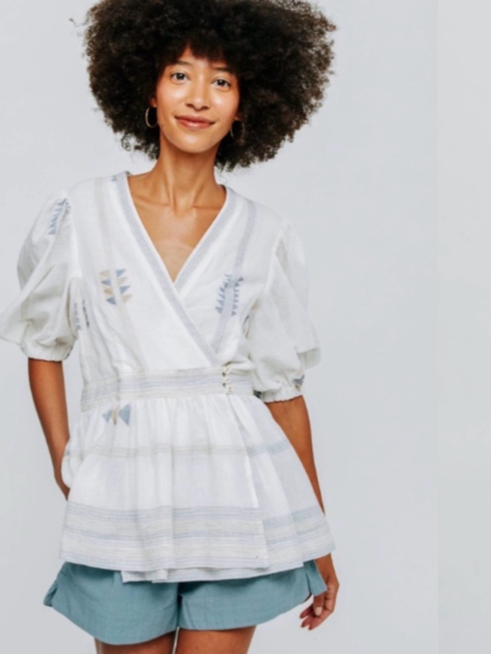 Mirth Krabi Crossover Blouse - Jamdani - Large